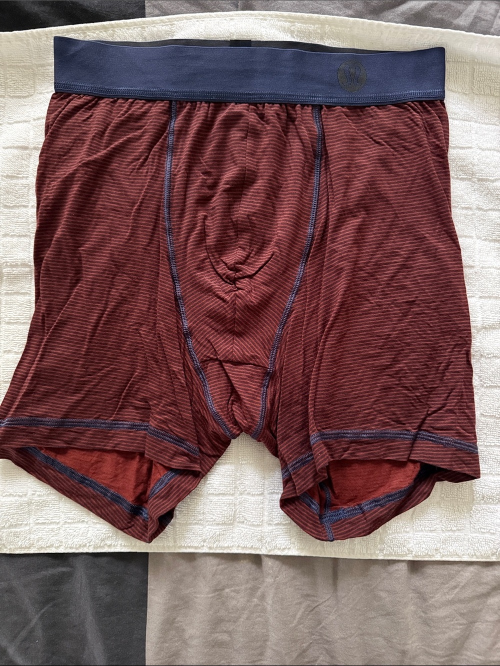 Lululemon Men's Stretch Boxer Briefs - Burgundy with Navy Waistband